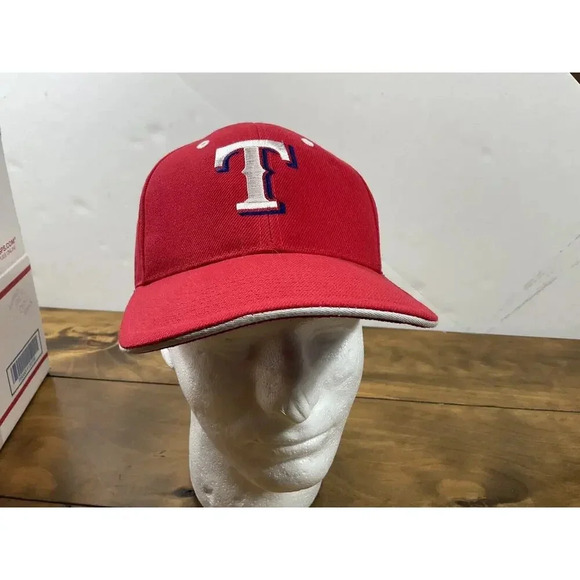 Texas Rangers Cap Snap Back Red White MLB Baseball Genesis Headwear Mens Hat - Picture 1 of 6